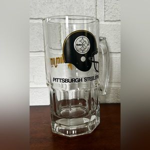 Vintage 1991 Pittsburgh Steelers Slim Jim Beer Pint Stein Glass Huge 24oz